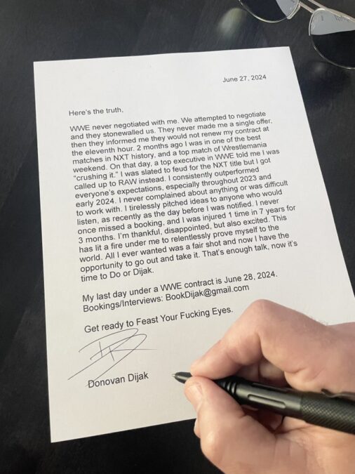 Dijak WWE departure letter