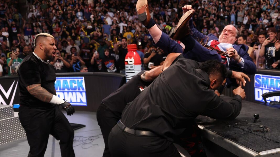 Paul Heyman got attacked by Bloodline on SmackDown
